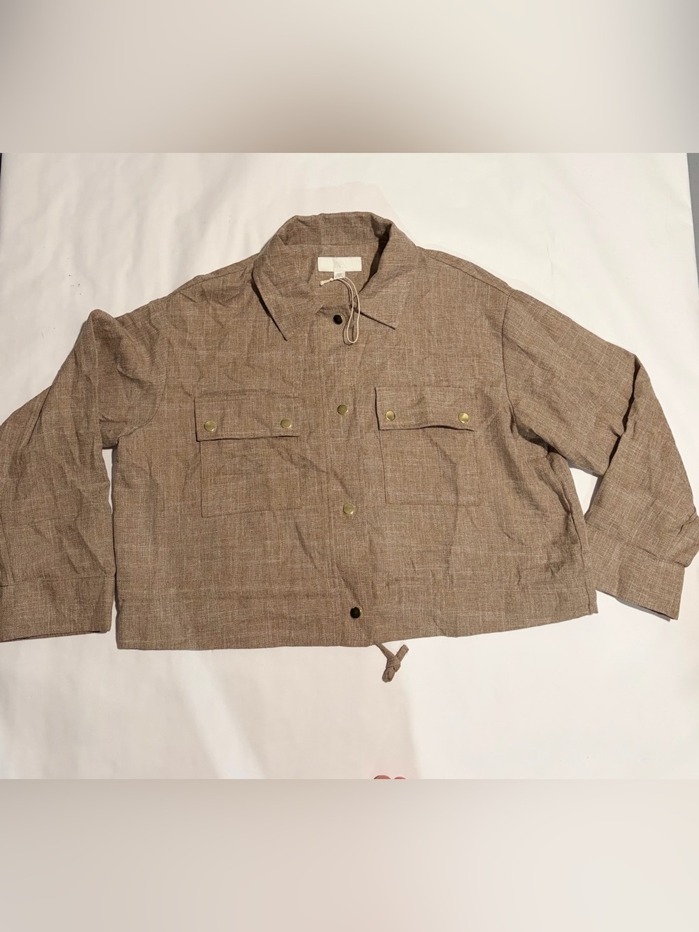 Zara Brown Taupe Utility Jacket with Front Flap Pockets